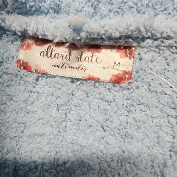 Altar'd State Cozy Soft Hooded Pullover Sweater Size M Light Blue Intimates Boxy - Picture 8 of 9